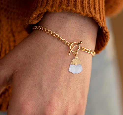 Crystal Bracelet for Women, Dainty 14K Gold Plated Chain Bracelet | Handmade Healing Crystals and Stones Spiritual Jewelry Gifts for Women - style: Clear Quartz Bracelet
