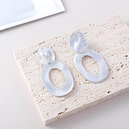Women's Statement Clip-On Earrings Hypoallergenic Lightweight Clip Earrings - color: oval hollow