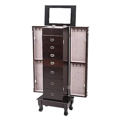Vasitelan Large Standing Jewelry Armoire Cabinet Chest with Drawers,Jewelry Box Storage Organizer with Top Flip Mirror, Retro Standing Wood Jewelry Cabinet (Style 5-7 Drawers) - color: Style 5-7 Drawers