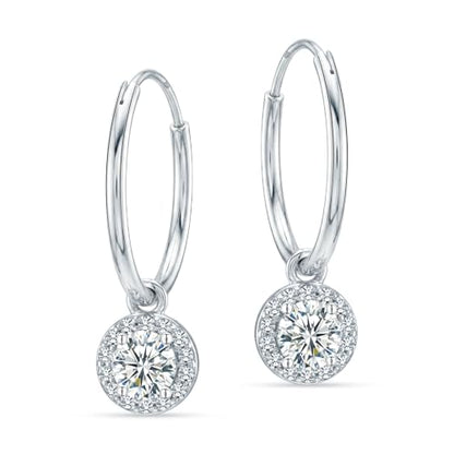 LeCalla 925 Sterling Silver Huggie Hoop Earrings for Women | Rhodium-Plated CZ & Moissanite Dangle Hoop Earrings | Heart, Double Hoop & 3 Stone Designs Hoops | Hypoallergenic Small Hoops Earring Gift for Women - style: Design 06 – Hoops with CZ Charm