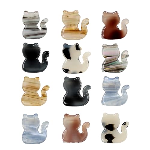 Mistofu 12PCS Mini Cat Hair Claw Clips, Acrylic Hair Clips for Women | Trendy Small Non-Slip, Aesthetic Acetate Clips for Girls & Women ,Cute Kawaii Classic Hair Claw - color: cat