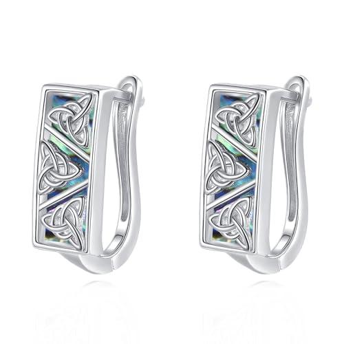 Blue Evil Eye/Celtic/Owl/Moonstone/Paw Print/Cubic Zirconia Hoop Earrings for Women 925 Sterling Silver Women Earrings Jewelry - style: Celtic F