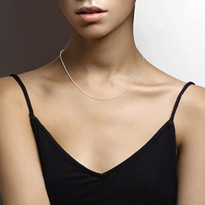 Miabella Italian Solid 925 Sterling Silver, 18Kt Gold Plated 2mm Paperclip Link Chain Necklace for Women, Made in Italy - size: Length 18 Inches, style: sterling silver