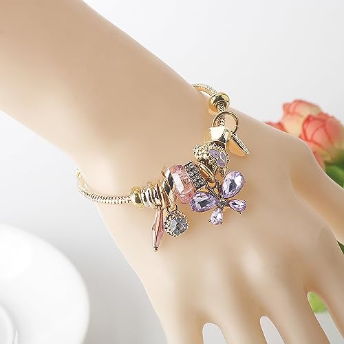 DS Charm Bracelets for teen girls exquisite cute cartoon friendship bracelet Gold Stainless Steel Bangle birthday Gift box Adjustable little girls kids jewelry holiday gifts - style: GOLD-1