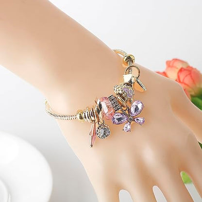 DS Charm Bracelets for teen girls exquisite cute cartoon friendship bracelet Gold Stainless Steel Bangle birthday Gift box Adjustable little girls kids jewelry holiday gifts - style: GOLD-1