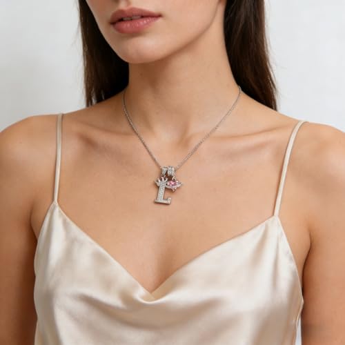18K Gold & Silver Plated Initial Necklaces for Women - color: L-Silver