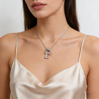 18K Gold & Silver Plated Initial Necklaces for Women - color: L-Silver