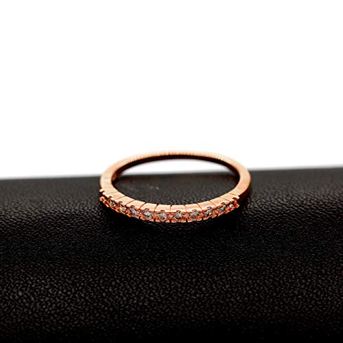 Uloveido Platinum Plated CZ Simulated Diamond Stack Eternity Band Ring J029 - color: Rose Gold