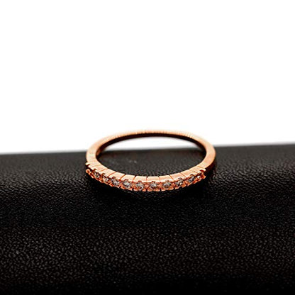 Uloveido Platinum Plated CZ Simulated Diamond Stack Eternity Band Ring J029 - color: Rose Gold