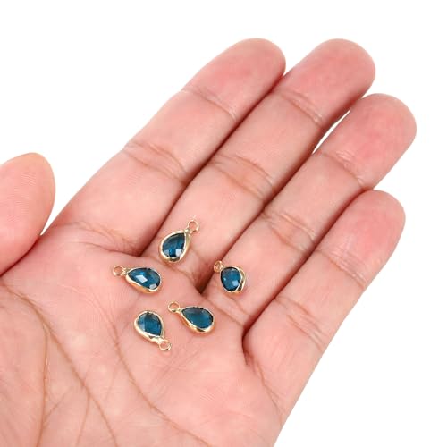 PATIKIL Birthstone Charm Beads Drop Pendant, Handmade Birthstone for Personalized Earrings Bracelet Necklace - color: Blue, size: 0.47" x 0.24"