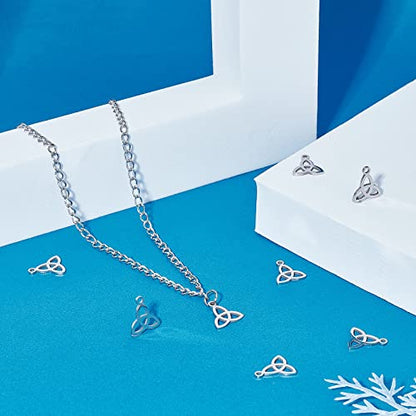 UNICRAFTALE 30Pcs Triquetra Pendant Trinity Necklace Charms, Stainless Steel, 13.3mm