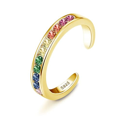 MILACOLATO Toe Rings for Women 925 Sterling Silver Adjustable Toe Ring | Adjustable Open Band Toe Rings, Hypoallergenic Ring for Sensitive Skin, Non Tarnished Waterproof Summer Beach Foot Jewelry - color: Gold-Color Zircon