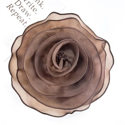 10inch Extra Large Flower Brooch Pin for Women Fashion Dainty Organza Satin Fabric Big Camellia Brooches Lapel Pins Wedding Dance Party Dress Accessories Exaggerated Jewelry Gift - color: 10 inch Brown