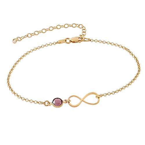 Personalized Infinity Bracelet - Choose Your Style - Sterling Silver, Solid Gold or Plated - Rolo Chain - color: 18K Gold Plated Silver, size: Classic Bracelet with Birthstone