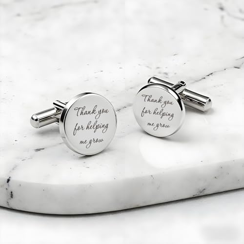 Teacher Appreciation Gifts Fathers Day Cuff Links Stainless Steel Cufflinks Teachers Day Gifts Thank You for Helping Me Grow Birthday Gift End of Year Gift Back to School Christmas Retirement Gift