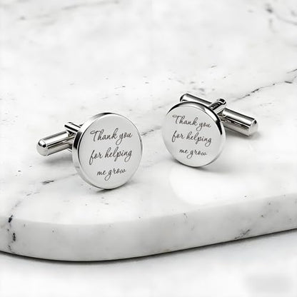 Teacher Appreciation Gifts Fathers Day Cuff Links Stainless Steel Cufflinks Teachers Day Gifts Thank You for Helping Me Grow Birthday Gift End of Year Gift Back to School Christmas Retirement Gift