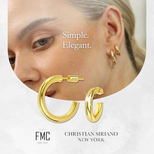 Small Gold Hoop Earrings for Women | 18K Gold Plated Non Tarnish Hoops, Classic Polished Huggie Earrings, 925 Sterling Silver Base, Twist Hoop. (4x20mm & 4x25mm, 3x15mm & 3x20mm) - color: Gold, size: Polish Hoop (3x15mm & 3x20mm)