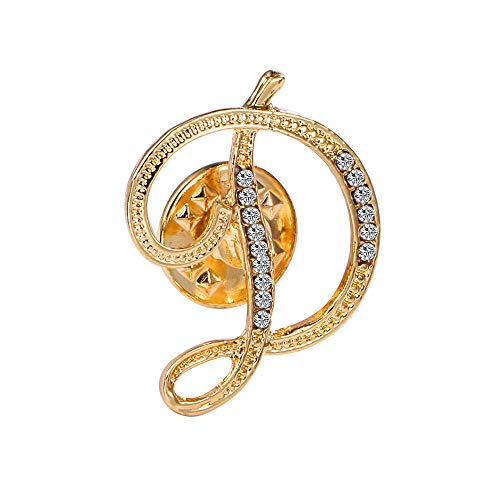 Initial Letter Brooch Pin Small Lapel Pin Tie Tack Name Personalized Gifts for Women Men Gold A-Z - style: D