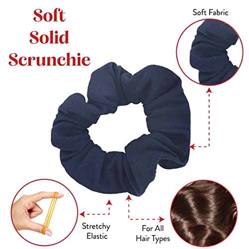 9 Pack Scrunchies Hair Ties (White Navy Light Blue) - color: White Navy Light Blue