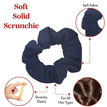 9 Pack Scrunchies Hair Ties (White Navy Light Blue) - color: White Navy Light Blue