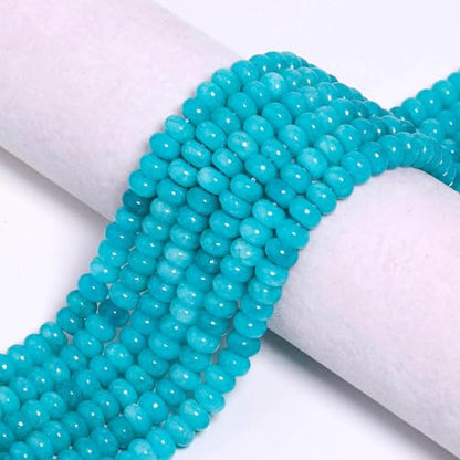 Songxi 5x8mm Amazonite Stone Rondelle Beads, 75PCS Spacer Round Loose Abacus Beads for Jewelry Making, Gemstone for Bracelet Necklace Earrings, Arts and Crafts - color: Amazonite