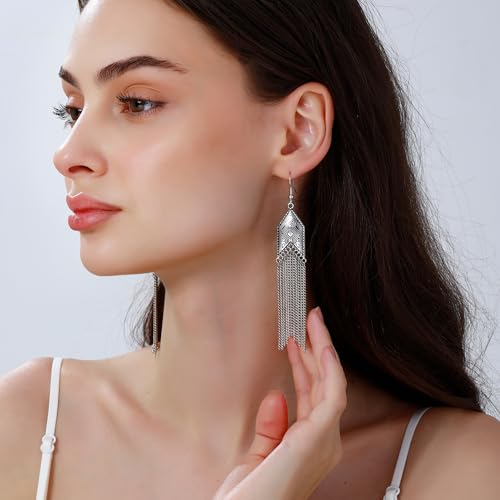 Ritach Dangle Earrings for Women 14k Gold Formal Fringe Long Dangle Tassel Earrings Chandelier Jewelry for Party Prom - style: NST-F