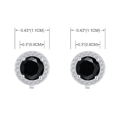 YOQUCOL 8MM Cubic Zirconia Crystal Clip On Stud Earrings Round Non Pierced Earrings for Women - color: Black
