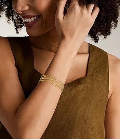 Multi-Layer Cuff Bracelet for Women Cross Wire Bracelets Open Wide Cuff Gold Bangle Bracelet - color: G