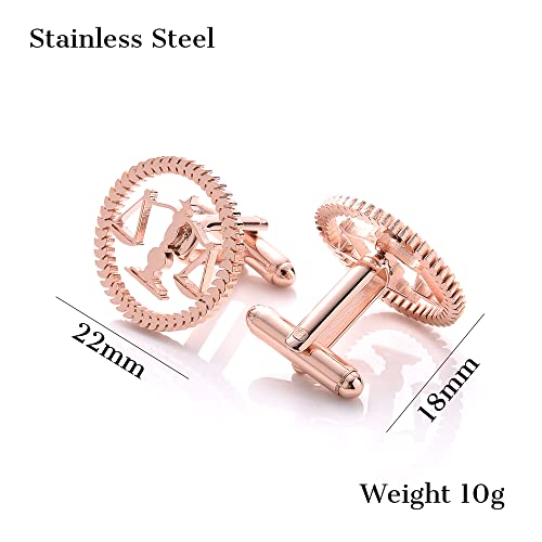 TINGKU Attorney Lawyer Cufflinks and Tie Clip for Men Gifts Scales of Justice Cuff links Tie Clasp Father in Law Enforcement Suit Shirt Jewelry - style: Cufflinks RoseGold