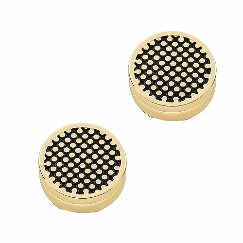 Mens Button Covers Tuxedo Shirt Cufflinks Alternative | Fake cufflinks and alternative fashion jewelry accessories for mens formal business dress shirts suits and groomsmen - color: A black Golden