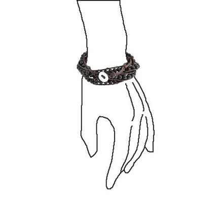 Multi Strand Tiger Eye Black Onyx Bead Bracelet Silver Tone Stainless Steel - color: Black