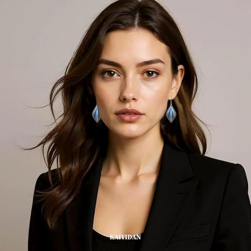 Boho Turquoise Dangle Earrings For Women Trendy,Western Blue Gemstone Drop Earings,Vintage Gothic Ethnic Statement Beach Vacation Long Birthstone Earrings with Leaf Teardrop Turquoise Crystal Tassels,Fashion Jewelry Birthday Gift. - style: A43 Handwoven B