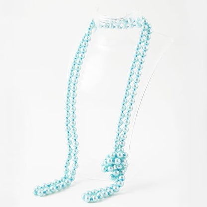 BABEYOND Long Pearl Necklace Faux Pearls Necklace Set Beaded Long Pearls Necklace 1920s Gatsby Costume Jewelry - color: Blue