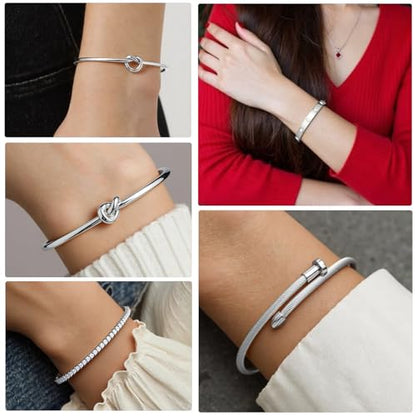 18 K Gold Plated Love Bangle Bracelet Stack Cuff Jewelry for Women Jewelry Set for Women Gift with Box - style: style16