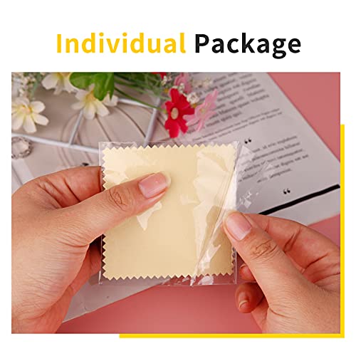 CATIFLIN 100pcs Premium Jewelry Cleaning Cloth, Silver Polishing Cloth Individually Wrapped, for Sterling Silver, Gold, Brass, Silverware, Coin, Ring, Watch and More (Yellow, 3.15" x 3.15") - color: Yellow
