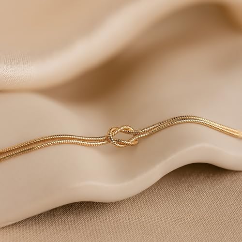 Bracelets for Women Matching Bracelets for Couples Love Knot Bracelet Dainty Snake Chain Forever Infinity Bracelet Adjustable Friendship Bracelet Jewelry Gifts - color: Gold 2pcs