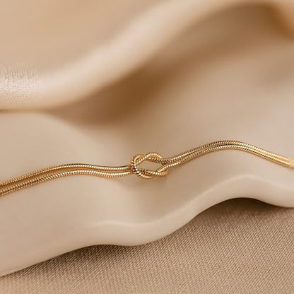 Bracelets for Women Matching Bracelets for Couples Love Knot Bracelet Dainty Snake Chain Forever Infinity Bracelet Adjustable Friendship Bracelet Jewelry Gifts - color: Gold 2pcs