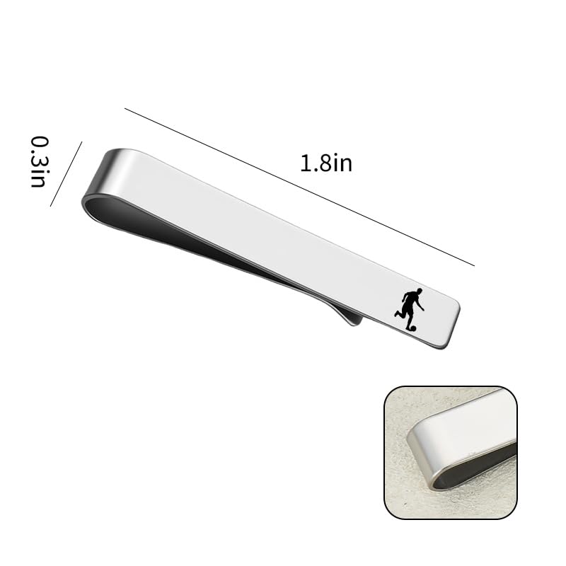 Mens Airplane Tie Clip for Boyfriend Husband Son Flight Attendant Accessories for Men - style: Silver Football