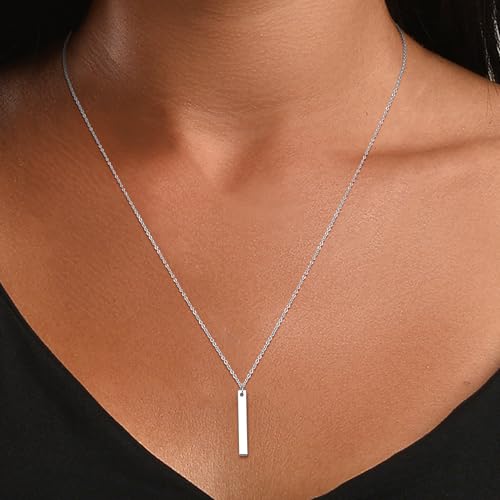 Bar Stylish Minimalist Design Pendant Necklaces for Women Bar Necklace Adjustable - color: silver tone