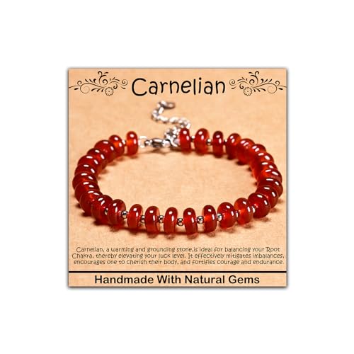 Natural Healing Gemstone Bracelet Handmade Yoga Stretch Elastic Bracelet Stress Relief Crystal Jewelry for Men and Women - color: Carnelian (Luck), size: 5x8