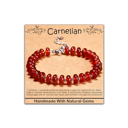 Natural Healing Gemstone Bracelet Handmade Yoga Stretch Elastic Bracelet Stress Relief Crystal Jewelry for Men and Women - color: Carnelian (Luck), size: 5x8