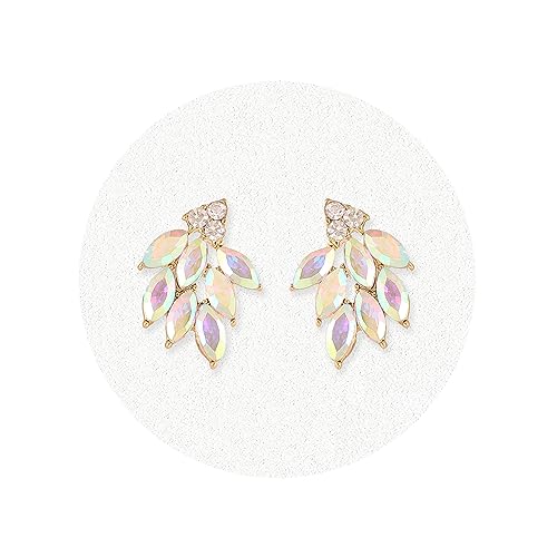 Rhinestone Stud Earrings for Women Small Dainty Crystal Cluster Drop Earrings for Girls Cute Costume Jewelry for Bridal Wedding Party Gift - color: AB