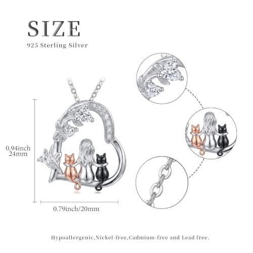 Heart Animal Necklace 925 Sterling Silver Cute Animal Pendant Jewelry Birthday Gifts for Women Girlfriend Mom Animal Lovers - style: 1-6 Two Cat