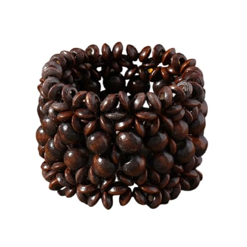 Bohemian Multicolor Natural Wooden Beads Woven Stretch Bracelets Retro Thick Coconut Shell Wood Beaded Elastic Wristband Bracelet Wide Chunky Ethnic Bangles for Women Holiday Jewelry Gifts - style: StyleH