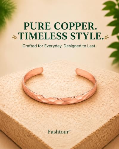 Pure Copper Bracelet – Copper Bracelet for Men & Women – 100% Solid, Raw & Uncoated Handmade Hammered Tibetan Cuff Bangle - color: Narrow Style - Hammered Texture - Rose Gold