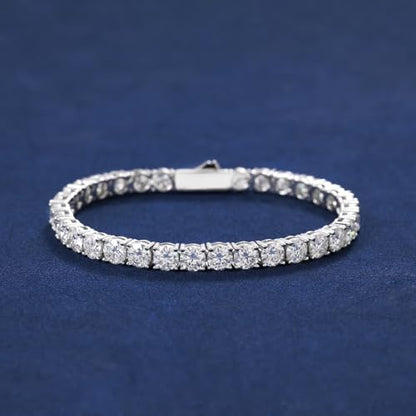 18K Gold Plated Tennis Bracelet for Women Men, 3/4/5mm Iced Out 5A Cubic Zirconia Classic Tennis Chain Bracelets 7 Inches 8 Inches, Diamond Tennis Bracelet Lady Fashion Jewelry - color: Silver, size: 8 Inches, style: 5mm
