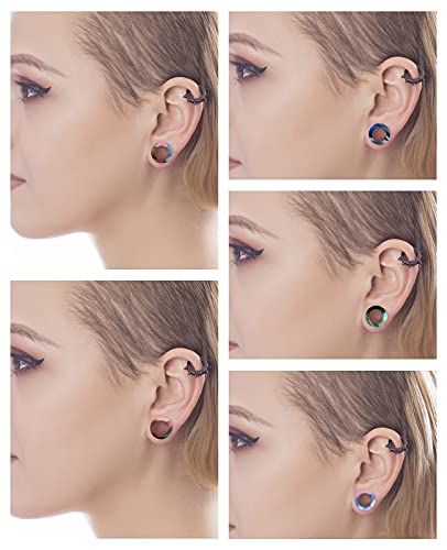WBRWP 48/32/24/22/20/16/12pcs Ear Tunnels and Plugs - Double Flared Hollow Hard/Soft Silicone Ear Gauges - Ear Expander Stretcher Body Piercing Jewelry 8g-1" - color: 24pcs hard silicone set