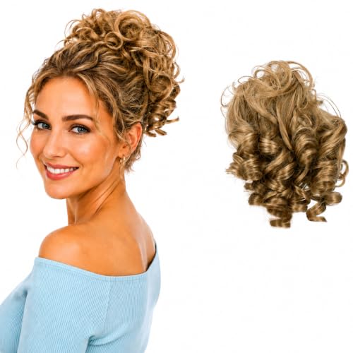 CAISHA Jumbo Hairpiece Scrunchy Updo Voluminous Curly Messy Bun Dark Blonde G3L - color: dark blonde #16 G3L