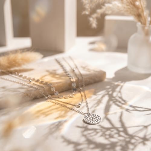 MONGAS Boho Layered Necklace Sterling Silver Triple 3 Stacked Vertical Bar Triangle Long Layering Necklaces Christmas Jewelry Gifts for Women - style: Boho