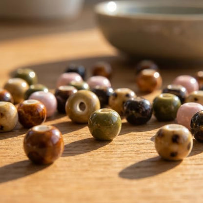 CZZZY Ceramic Beads,200Pcs Mixed Color Speckled Beads, 6mm Round Reactive Glaze Loose Beads for DIY Jewelry Making Bracelet Necklace Earring Craft Supplies - color: round